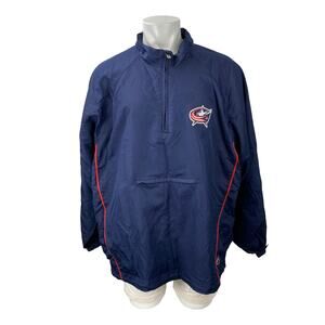 Reebok NHL Columbus Blue Hockey Men's Navy Blue 1/4 Zip Performance Jacket 2XL